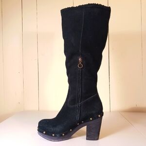Ralph Lauren Denim & Supply Black Faux Fur Callen Suede  High Boot